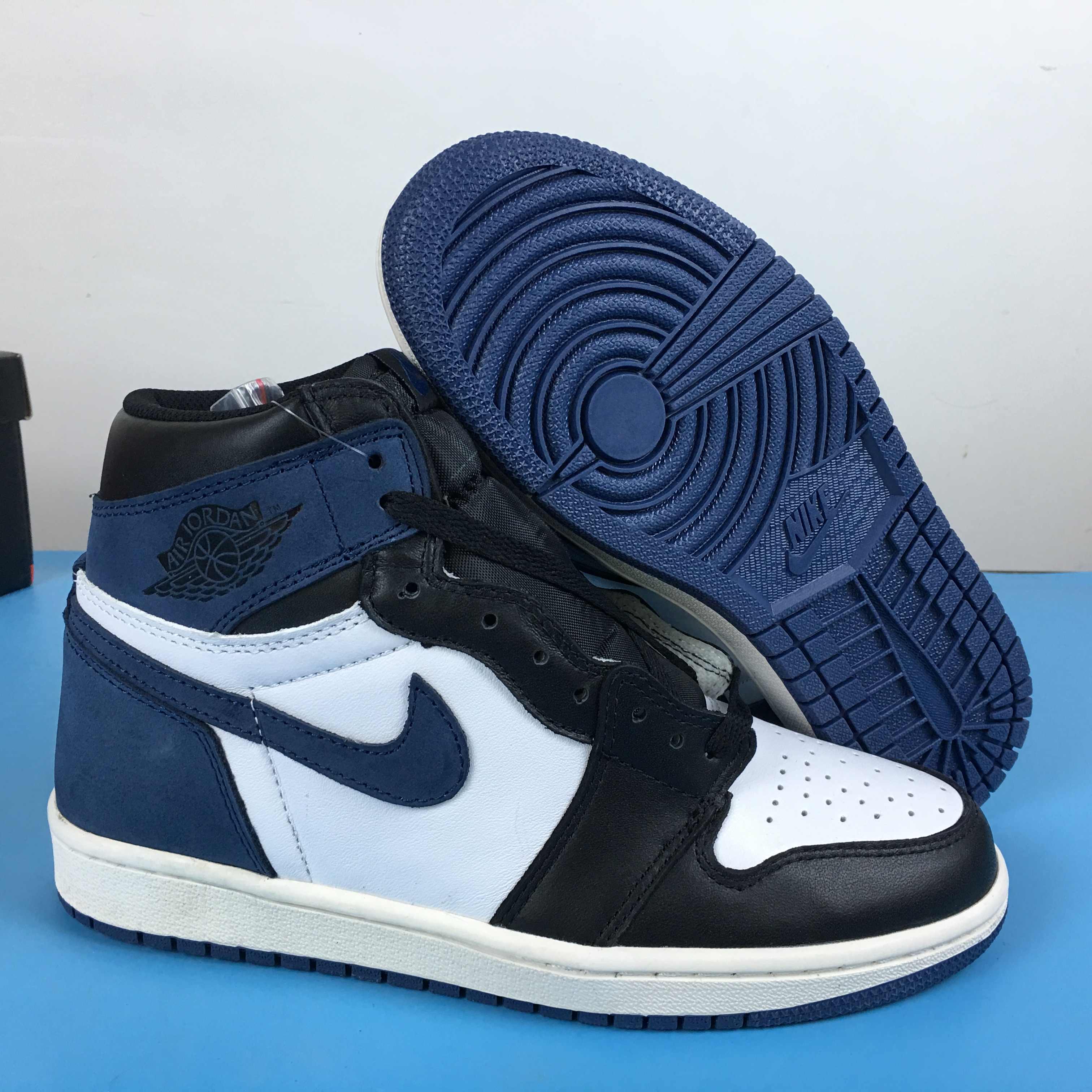 2018 Men Air Jordan 1 Blue Moon Black Shoes